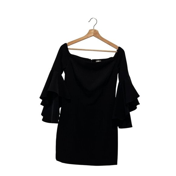 Milly Black Off-Shoulder Bell Sleeves Elegant Design Women's Dress Size 6 - Picture 6 of 9